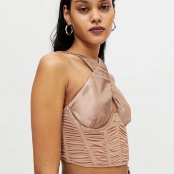 Urban Outfitters Out From Under Nebula Cross Front Corset Top bronze,size s. NWT - Picture 7 of 8